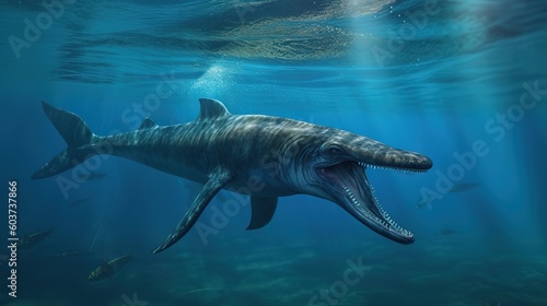 Photo An aquatic dinosaur that lived between 70 and 66 million years ago