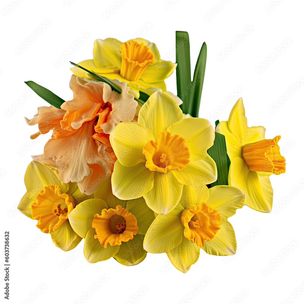 Yellow-orange daffodil flower bouquet arrangement