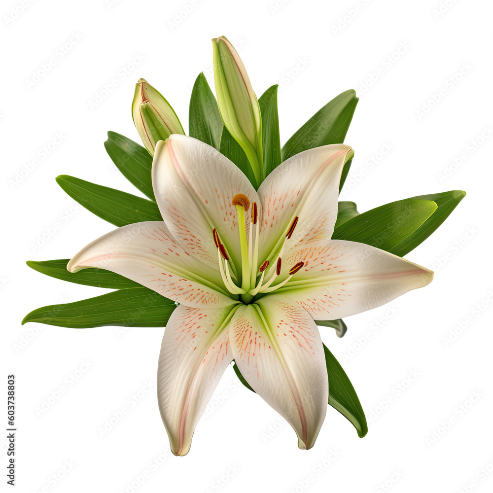 Fototapeta premium White lily single flower transparent