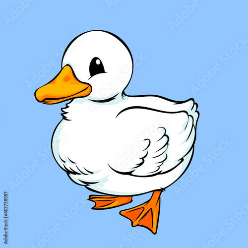 cute white duck cartoon illustrator