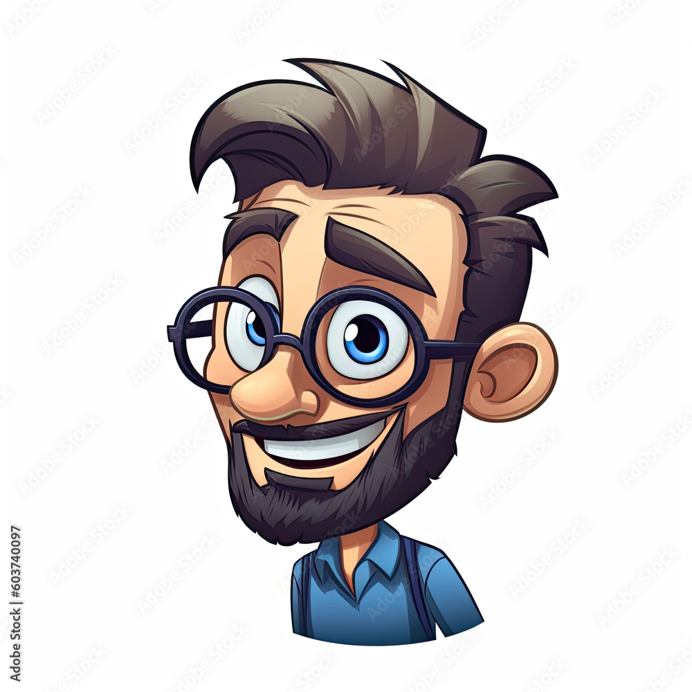 Cartoon avatar that is friendly and smiles on a transparent background
