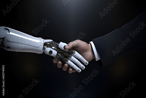 Human and robot handshake, futurism, Generative AI 2