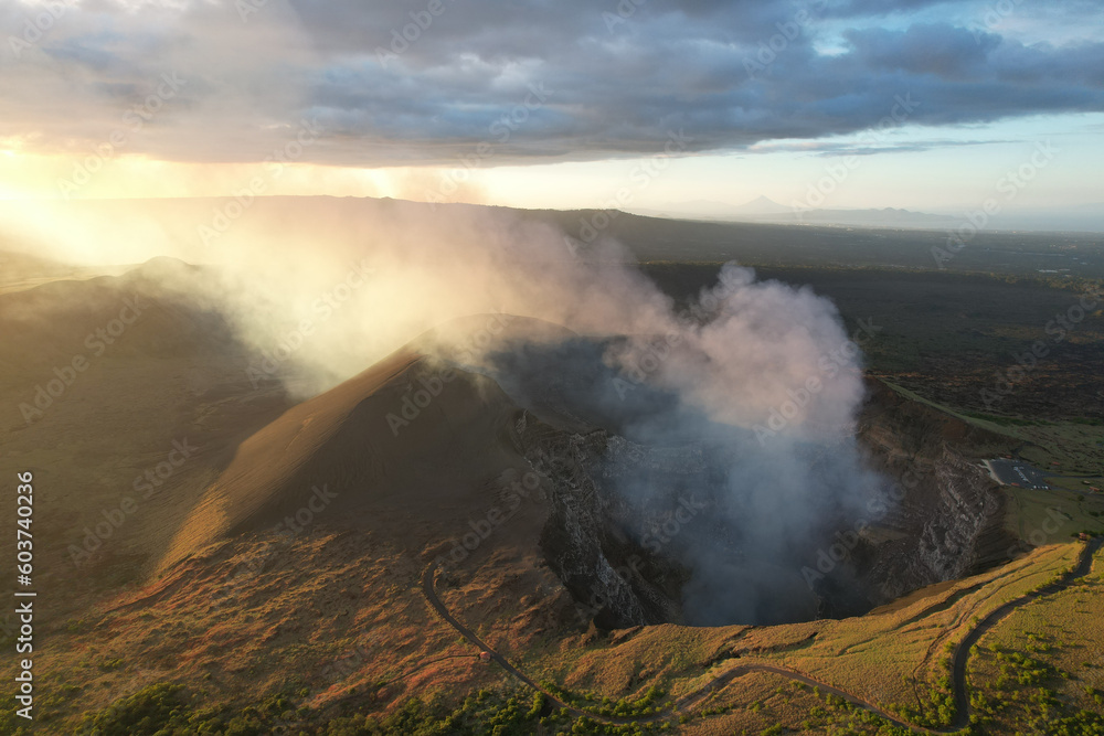 Fototapeta premium CO2 gas coming from volcano crater