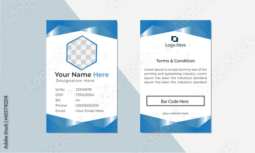 Blue Color School and College Student Id Card Design