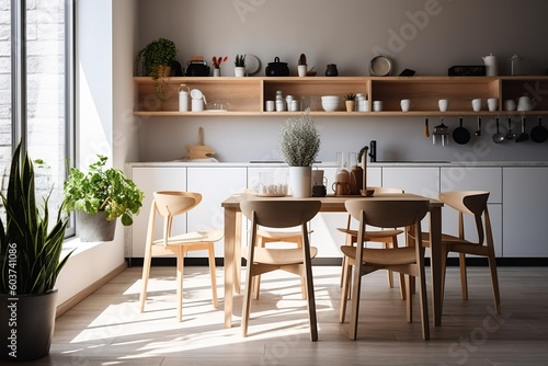 Generative AI Photo realistic dining table setting set on the dining room