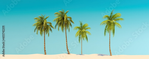 Palm trees in summer  clean background  illustration  generative AI
