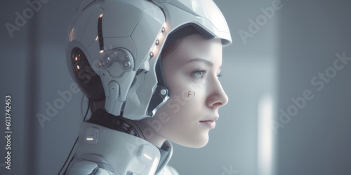 Cyborg woman, generative AI