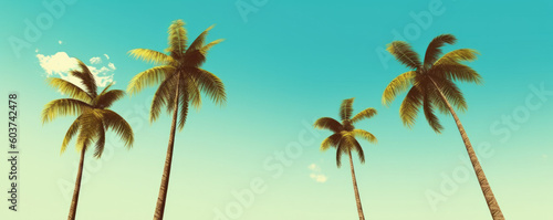 Palm trees in summer, clean background, illustration, generative AI © Dennis
