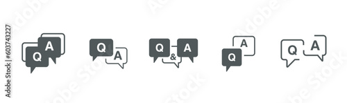 FAQ,Questions and Answers icon Flat Icon Solid style.Q and A speech outline sign.Different style icons set.Vector minimal trendy thin line Vector illustration.