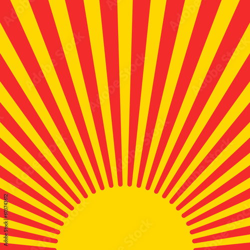 Radial background of golden sun rays on a red background – Beautiful sunburst design