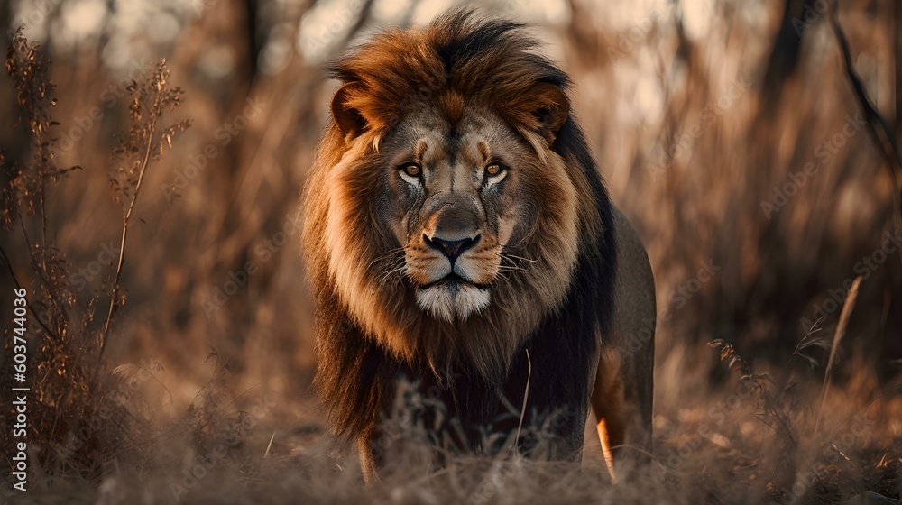 Portrait of a Lion in the Savanna Portrait of a Lion in the Savanna