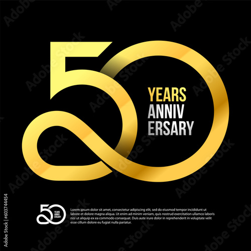 50 Th Anniversary Numbers Modern Gold Concept Logo. 50 Years Logotype. 50 Years Design Template. Vector Illustration 