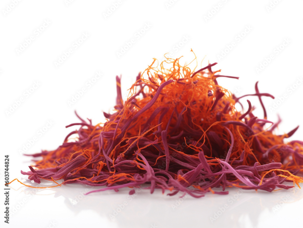 Fototapeta premium close up of a bunch of saffron on a white isolated background