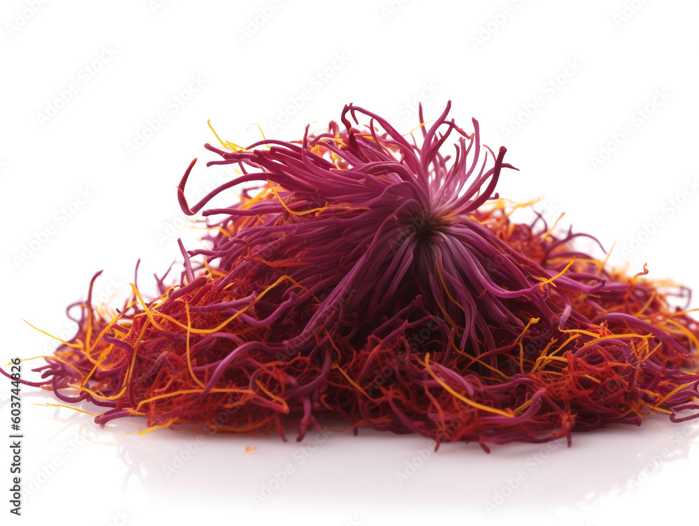 Fototapeta premium close up of a bunch of saffron on a white isolated background