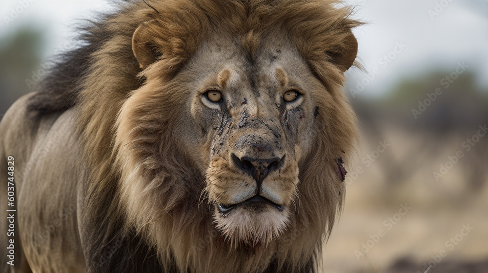 Strong Intimidating Male Lion