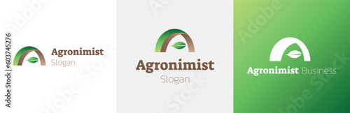 Agriculture advisor logo design set, agronomist modern logotype symbol, farm soil consultant emblem concept, farming apiculture specialist editable commercial illustration, agronomy branding, brand