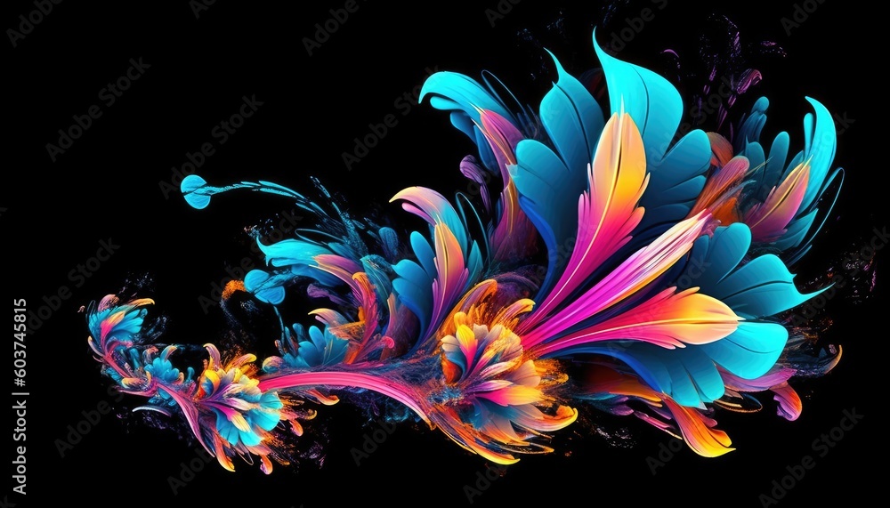 The design features a beautiful abstract, colorful flower. (Generative AI)