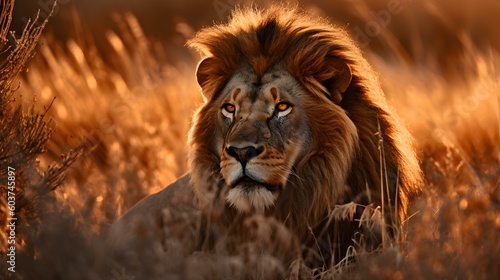 Portrait of a Lion in the Savanna 