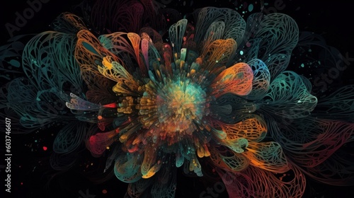 Stunning Color Burst on Black Background AI Generated Generative AI