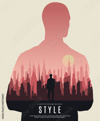 Cool style movie poster with double exposure effect