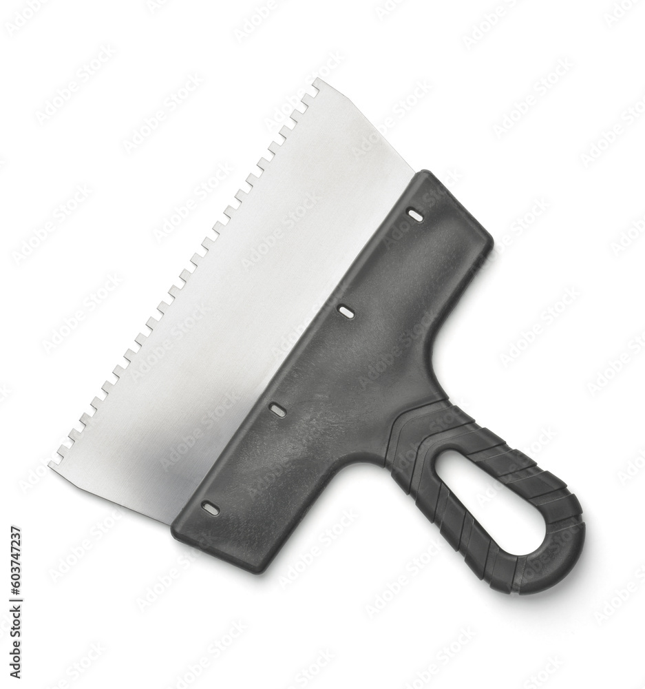 Top view of stainless steel notched spatula Top view of stainless steel notched spatula