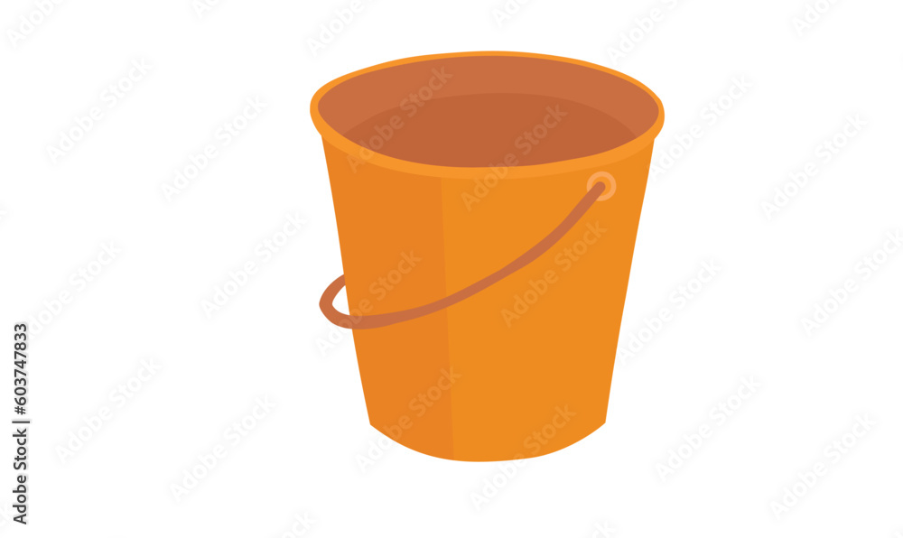 Plastic bucket vector illustration. Plastic waste concept. Water container icon. Orange bucket clipart, flat vector in cartoon style isolated on white background. Plastic bucket vector illustration. Plastic waste concept. Water container icon. Orange bucket clipart, flat vector in cartoon style isolated on white background.