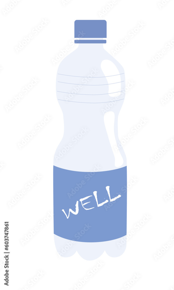 Empty water bottle vector. Plastic waste concept. Empty plastic bottle clipart. Flat vector in cartoon style isolated on white background. Empty water bottle vector. Plastic waste concept. Empty plastic bottle clipart. Flat vector in cartoon style isolated on white background.