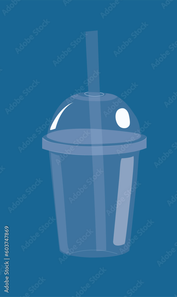 One time plastic cup vector illustration. Plastic waste. Plastic cup for milktea, fruit juice. Flat vector in cartoon style isolated on white background. One time plastic cup vector illustration. Plastic waste. Plastic cup for milktea, fruit juice. Flat vector in cartoon style isolated on white background.