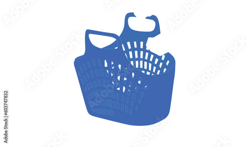 Broken Vietnamese traditional market basket vector. Broken plastic basket vector. Plastic product. Flat vector illustration in cartoon style isolated on white background. Shopping basket vector.