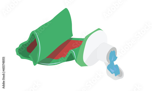 Tube of toothpaste vector illustration. Empty toothpaste vector.  Flat vector in cartoon style isolated on white background.