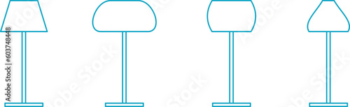 floor lamps vector, set of table lamps, floor lamp of various shapes for lighting a room and premises, cozy design of lamps