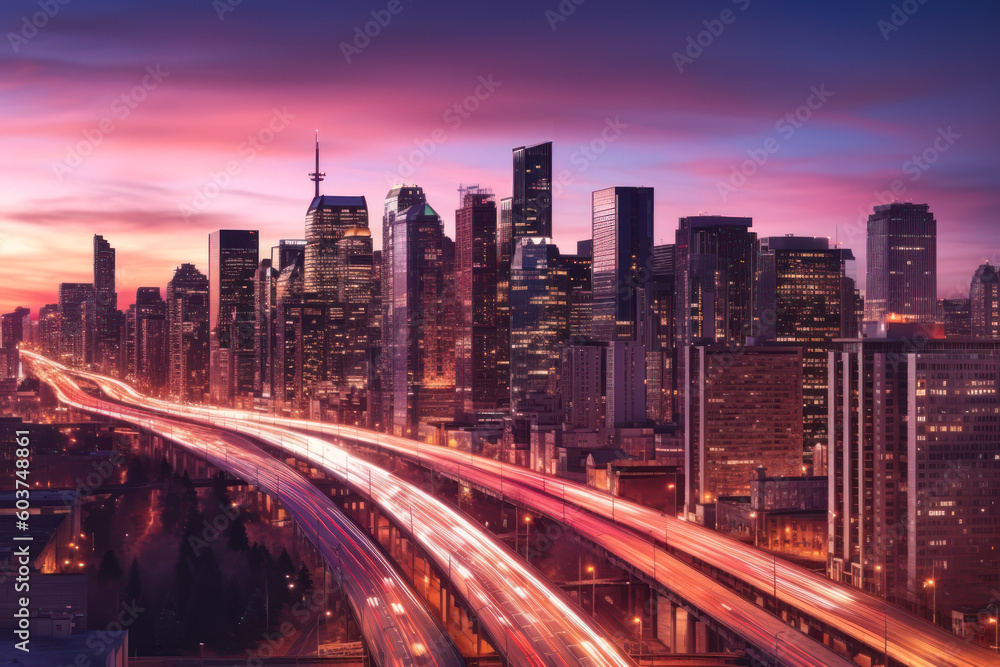 Fototapeta premium futuristic city landscape generative ai