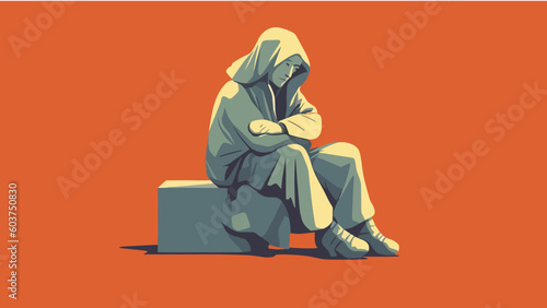 Thoughtful Person Memorial Day Vector: Paying Tribute to the Fallen Heroes with Reflection and Respect