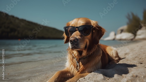 Generative AI. Dog on the beach