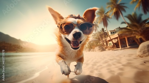 Generative AI. Dog on the beach © TrySmartArt