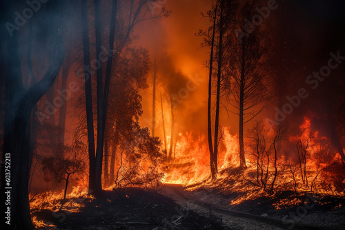 Huge forest fire, Generative AI