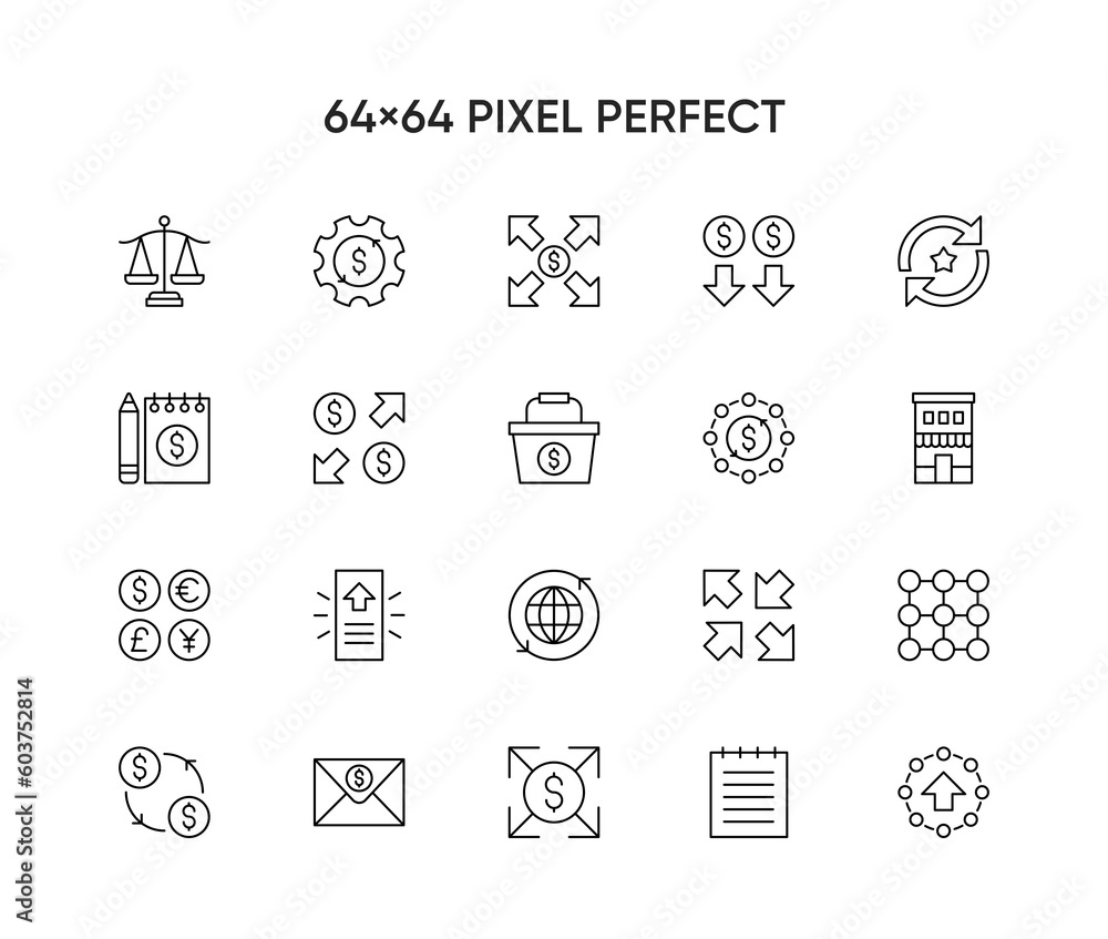 Linear icon set of trading. Trendy outline pictograms. Pack of trading thin line icons.
