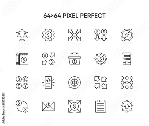 Linear icon set of trading. Trendy outline pictograms. Pack of trading thin line icons.
