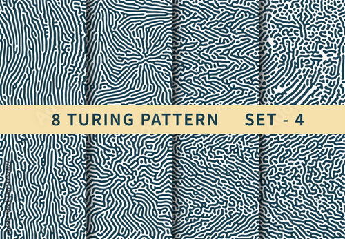 Monochrome reaction diffusion Organic wavy line shapes abstract turing pattern background