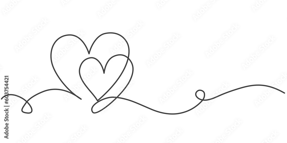 Two heart line art style vector illustration