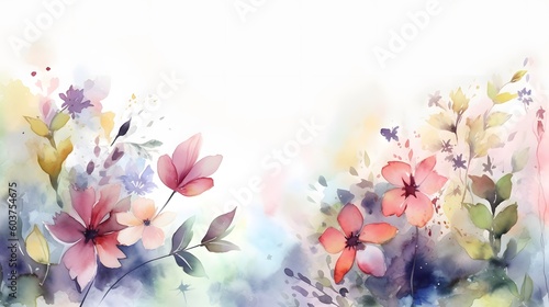 Generative AI. Watercolor flowers 