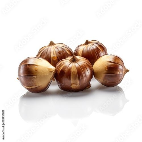 Water Chestnuts isolated on white background (generative AI)