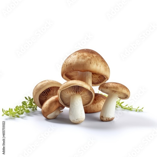 Mushrooms isolated on white background (generative AI)
