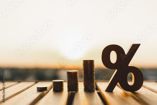 Canvas Print Percentage model with coins stack