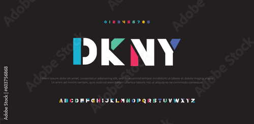 Modern abstract digital alphabet font. Minimal technology typography, Creative urban sport fashion futuristic font and with numbers. vector illustration