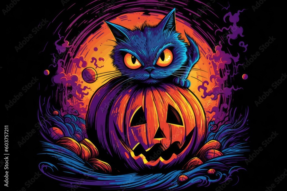 halloween cat - Illustration created with generative ai halloween cat - Illustration created with generative ai