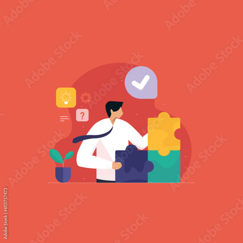 Connecting puzzle as metaphor of solution and business plan, solving problem with missing jigsaw piece vector