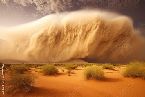 Desert Dust Storm Across the Desert (Generative AI)