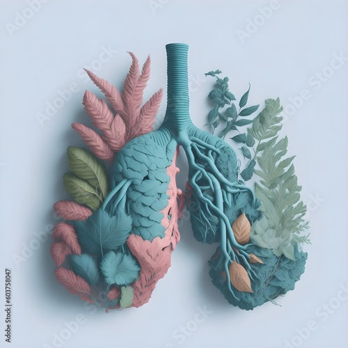Pastel Flora Lung Anatomy: World Tuberculosis Day and Quit Smoking Concept