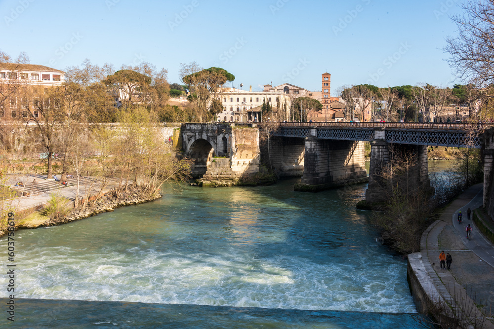 Eau-forte Originale De 1845 – Ruines Antiques Près Du Pont Palatin à Rome